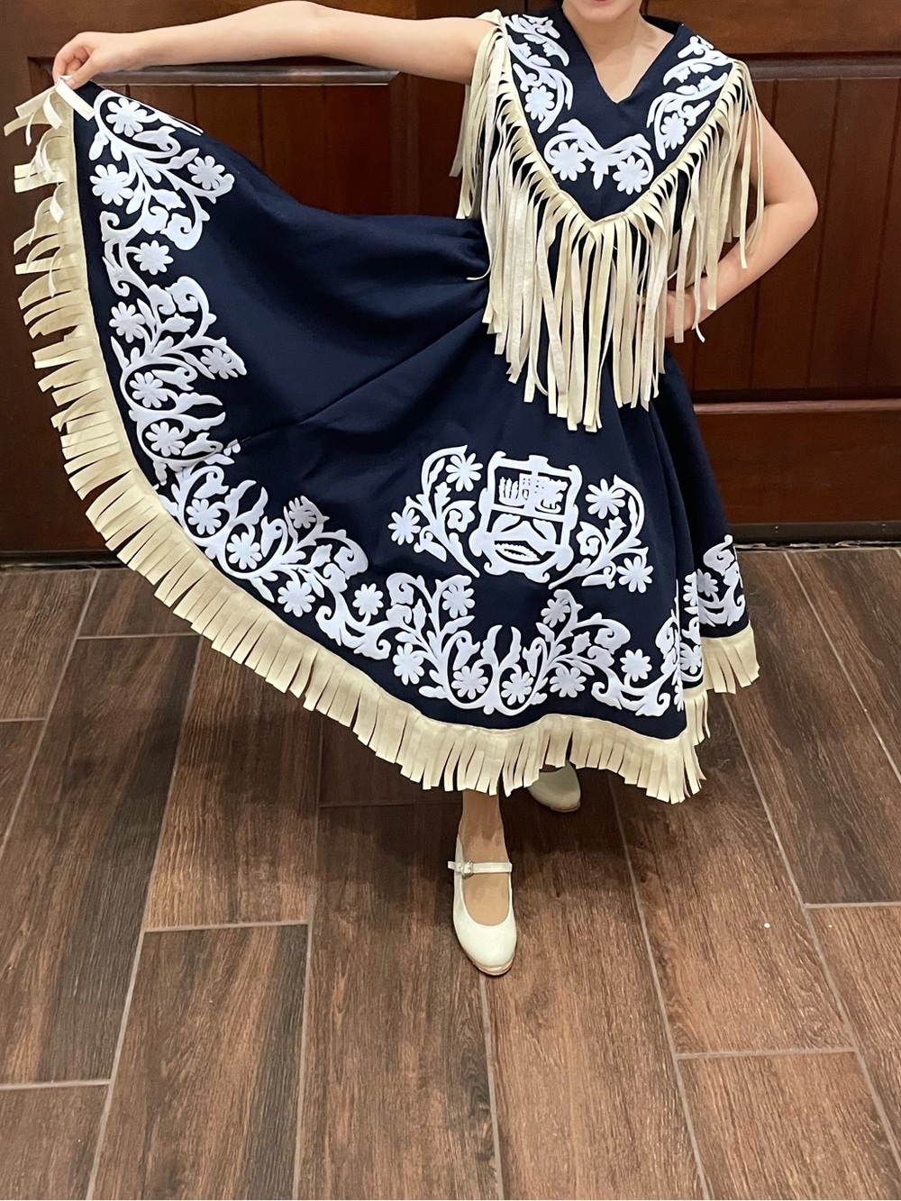 Navy Blue Traditional Fringe Girls' Costume Dress